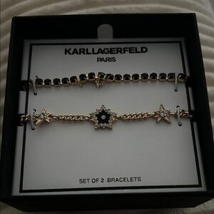 Karl Lagerfeld Paris Set of 2 Gold & Black Bracelets